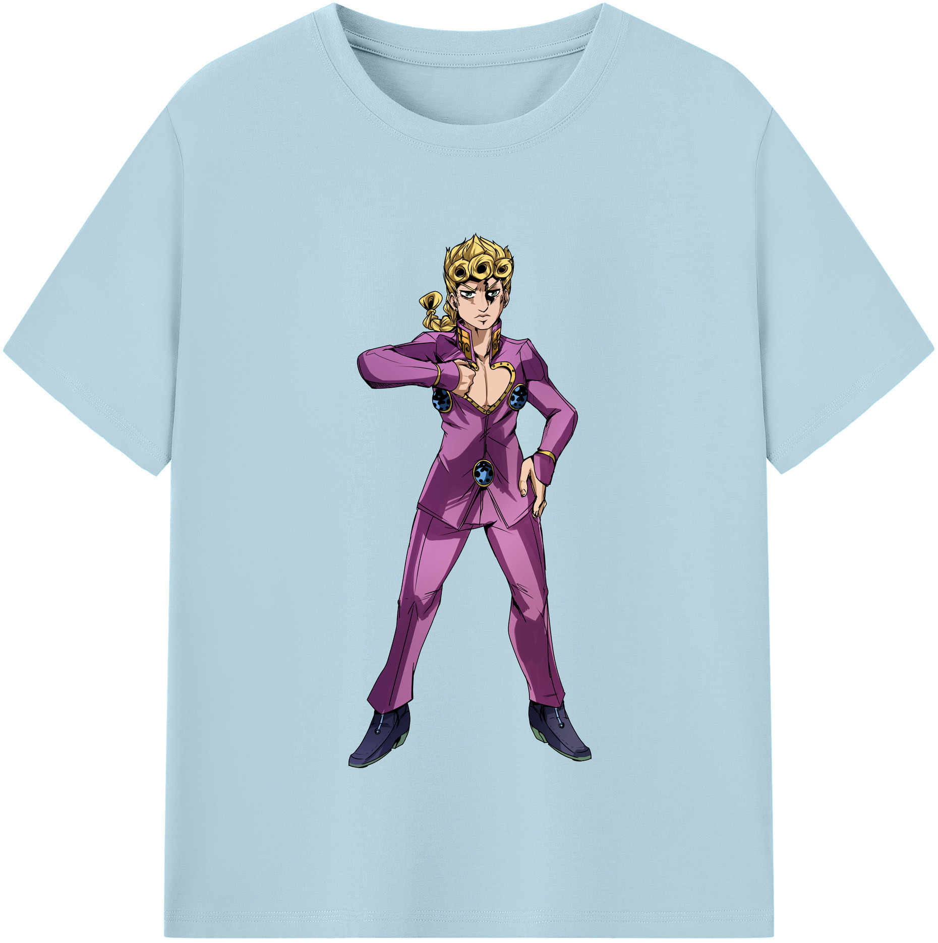 （画像用） ジョジョの奇妙な冒険 ジョルノ?ジョバァーナ JoJo's Bizarre Adventure Giorno Giovanna 綿100％半袖Tシャツ（フロントプリント）